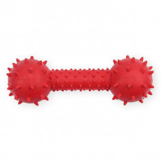 TPR jucărie căței - ganteră roșie cu clopoței, 14cm