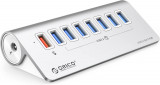 ORICO USB Hub 3.0 alimentat 7 porturi USB Hub Splitter aluminiu [5Gbps] cu 7 USB