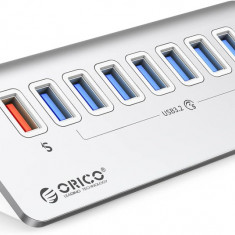ORICO USB Hub 3.0 alimentat 7 porturi USB Hub Splitter aluminiu [5Gbps] cu 7 USB