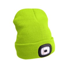 EXTOL LIGHT caciula galbena tricotata cu lanterna frontala LED deta?abila, 4?45 Lumen; acumulator Li-ion reincarcabil USB, 3 func?ii (100%-75%-50% lum foto