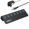 Hub USB Cu 7 porturi USB 3.2 Gen2, FIDECO, Porturi USB-A, Max 10Gbps Transfer, Adaptor Multiport portabil, din Aluminiu, 350mb/s, Alimentare DC5V - PC