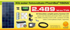 Kit (sistem) solar fotovoltaic ITechSol? 150W pentru iluminat 12V foto