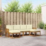 vidaXL Set de canapele de exterior cu pernă 6 pcs Natural și Crem 3366773