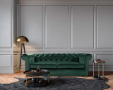 Canapea extensibila Oxford Chesterfield, 88x216x75 cm, 3 locuri, Green, Bedora