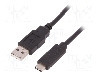Cablu USB A mufa, USB C mufa, USB 2.0, lungime 1m, {{Culoare izola&amp;#355;ie}}, QOLTEC - 50487