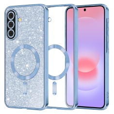 Husa premium Samsung Galaxy A37 5G Asteroid GSM Luxury Glitter MagSafe, bleu