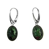 Cercei argint ovali cu rubin zoisit 14x10 MM