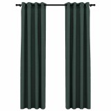 Cumpara ieftin Draperii opace, aspect in, cu ocheti, 2 buc., verde, 140x245 cm