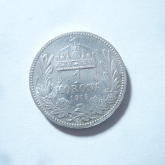 Moneda 1 koroana Ungaria 1915 argint Fr Josef cal AUNC