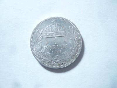 Moneda 1 koroana Ungaria 1915 argint Fr Josef cal AUNC foto