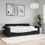 Gossi pat de zi cu saltea, negru, 100x200 cm, catifea