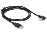 Cablu USB 2.0 A la B 90&deg; sus/jos, 1,5 m, negru