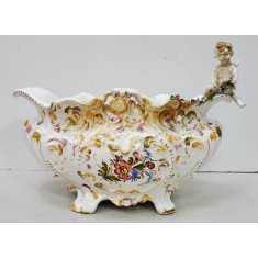Vas decorativ din ceramica, pictata manual, Vecchia Bassano, secol 20