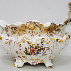 Vas decorativ din ceramica, pictata manual, Vecchia Bassano, secol 20
