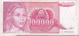 bnk bn Iugoslavia 100000 dinari 1989 circulata