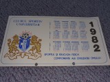 Calendar 1982 CSU Galati, programul returului la fotbal 1981/1982. 24x13 cm