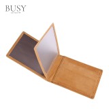Portofel barbati minimalist, BUSY LDY&amp;GTM&reg; Avangard, ultra Slim, antiscanare carduri RFID, piele naturala, maro