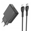 Incarcator Retea Cu Cablu Lightning HOCO N37, 30W, 3A, 1 x USB-C, Negru, Apple