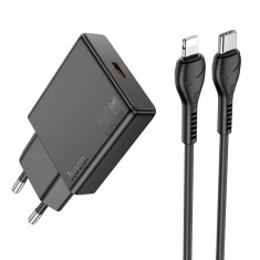 Incarcator Retea Cu Cablu Lightning HOCO N37, 30W, 3A, 1 x USB-C, Negru