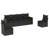 Cumpara ieftin Set mobilier de gradina cu perne, 6 piese, negru, poliratan