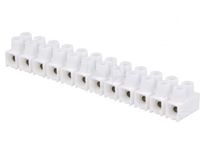 Regletă de conexiuni terminal cu șurub albă 2,5mm2 400V 24A foto