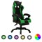 vidaXL Scaun de jocuri cu LED RGB, verde și negru, piele ecologică