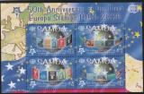 Samoa 2005 - 50 ani Europa CEPT, serie 4 valori dantelate in bloc,MNH.Mi.Bl.75, Organizatii internationale, Nestampilat