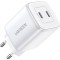 Incarcator Retea UGREEN CD294, 45W, 3A, 2 x USB-C, Alb