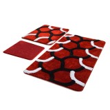 Cumpara ieftin Set 3 Covorase de Baie Elegant Rosu (Acryl), Chilai Home