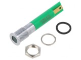 Lampă de Control LED Verde &Oslash;8mm IP67 Alamă