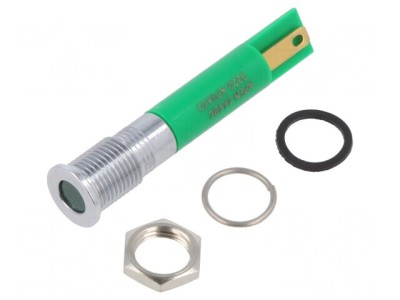 Lampă de Control LED Verde &amp;Oslash;8mm IP67 Alamă foto