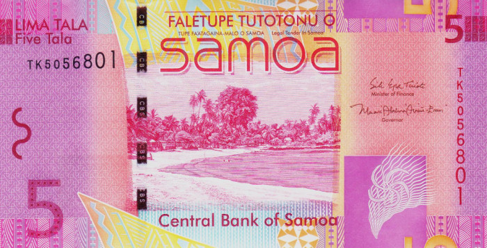 Bancnota Samoa 5 Tala (2017) - P38c UNC