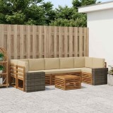 vidaXL Set de canapele de exterior cu pernă 8 pcs Natural și Bej 3384159