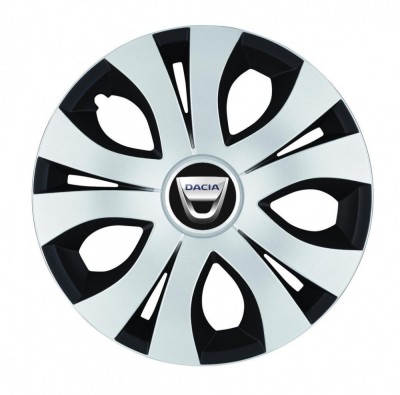 Set 4 Capace Roti Top Gri-Negru R15, Compatibil Cu Dacia foto