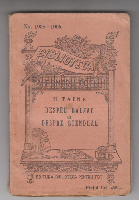 myh 61 46 - Biblioteca pt toti - 1005 - 1006 - Despre Balzac si despre Stendhal - H Taine