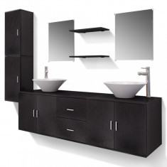 Set mobilier baie 11 piese, chiuvete și robinete incluse, negru