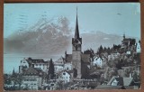 Carte postala, Germania, in fundal Muntii Alpi, perioada inrterbelica