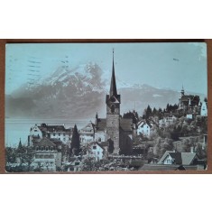 Carte postala, Germania, in fundal Muntii Alpi, perioada inrterbelica
