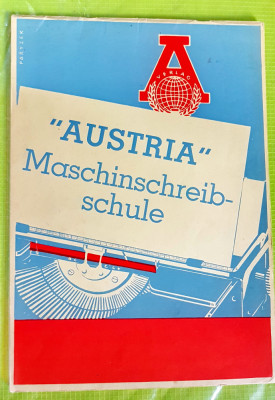 F332-Manual masini de scris vechi Austria cu reclame de perioada interbelica. foto