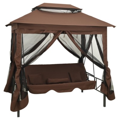 Balansoar extensibil cu pavilion, cafeniu foto