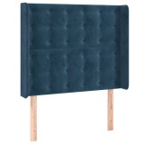 Cumpara ieftin Tablie pat cu aripioare albastru inchis 93x16x118/128cm catifea