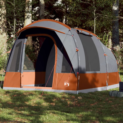 vidaXL Cort de camping tunel 3 persoane, gri/portocaliu, impermeabil foto