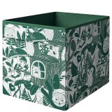 Set 4 Cutii compacte pentru depozitare, 33x38x33 cm, rezistente, verde/alb