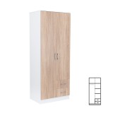Dulap Dormitor Miami 80x205 cm Stejar Sonoma/Alb | Sifonier PAL Melaminat, 5 Rafturi, 2 Sertare, Garantie 36 Luni