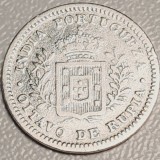 791 India Portugheza ⅛ Rupia 1881 Lu&iacute;z I (Calcutta mint) km 309 argint, Asia