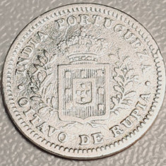 791 India Portugheza ⅛ Rupia 1881 Luíz I (Calcutta mint) km 309 argint