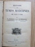 Histoire des Temps Modernes - de 1453 a 1789 - par G. Hubault, 1887