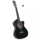 VidaXL Chitară clasică occidentală decupată, cu 6 corzi, negru, 38&quot;