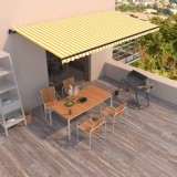 VidaXL Copertină retractabilă manual, galben și alb, 600x350 cm