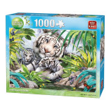 Puzzle 1000 piese Tigru Siberian alb, Jad